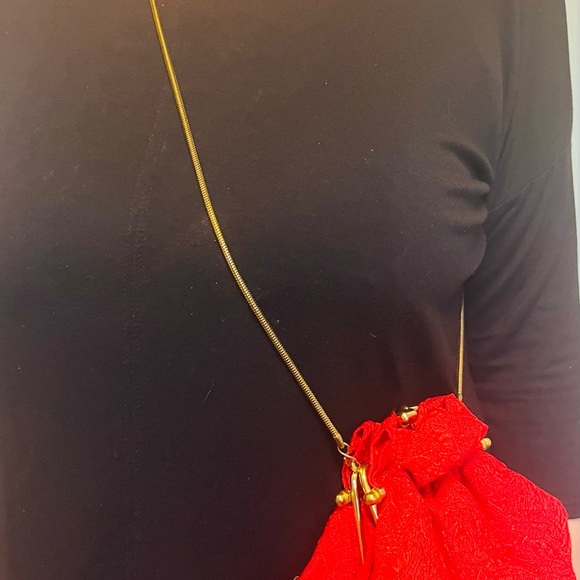 Antique 1990s Vanessa Red Small Elegant Evening Handbag Clutch Purse - Picture 9 of 9